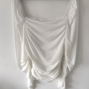 SHEIN White Ruched Long Sleeve Top